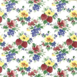 Vintage Wallpaper Strawberries Grapes Floral Kitchen Blue SJ485 D/Rs