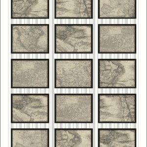 Mural Maps in Frames TH33500M Taupe 4 Panels 9′ high x 6′ wide