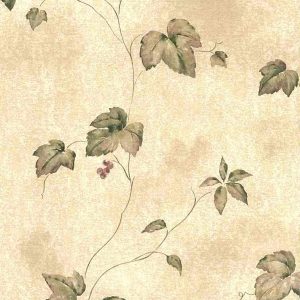 Wallpaper Leaves Berries Kitchen Beige Green VIN7361 D/Rs