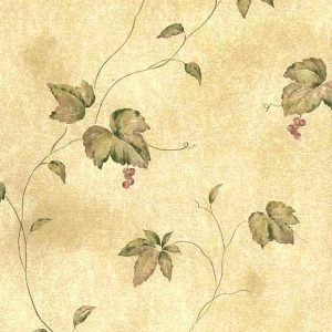 Wallpaper Leaves Berries Kitchen Beige Green VIN7361 D/Rs