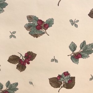 Berries Vintage Wallpaper Cream Green Red Gray Kitchen 709-5712 D/Rs