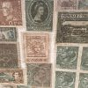 stamps vintage wallpaper, green, brown, olive, beige, Canada, antique, crackled