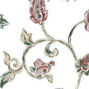 Jacobean Vintage Wallpaper Floral Birds Green Red KM3153 D/Rs