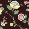 Floral Paisley Vintage Wallpaper in Maroon, Teal, Pink, Green, & Yellow