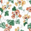 Orange Orchids Vintage Wallpaper in White, Yellow, & Green