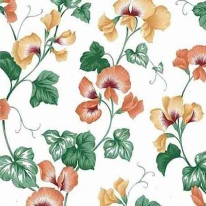 Orange Orchids Vintage Wallpaper Yellow Green Ivy Vines 22409 D/Rs