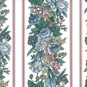 Pink Floral Striped Vintage Wallpaper Blue Green 595712 D/Rs