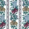 Vintage Fruit Striped Wallpaper in Blue, Red, Green, & White