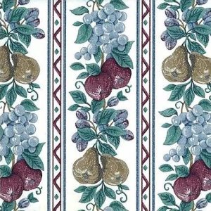 Vintage Fruit Striped Wallpaper Floral Kitchen Red Blue SC2032 D/Rs