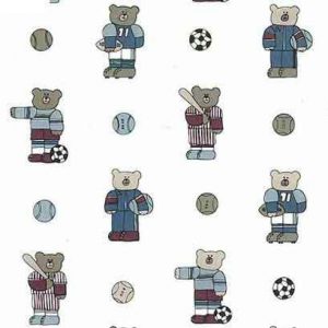 Sports Bear Vintage Wallpaper Soccer Baseball Football Children QF3013 D/Rs