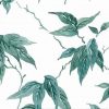 Leaves vintage wallpaper, Green Vines on White