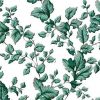Vintage Ivy Wallpaper with Green Leaves on White