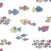 Pastel Fish Vintage Wallpaper on White