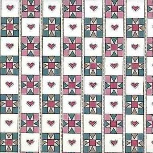 Heart Quilt Vintage Wallpaper Country Plaid Teal Rose Pink AM2032 D/Rs